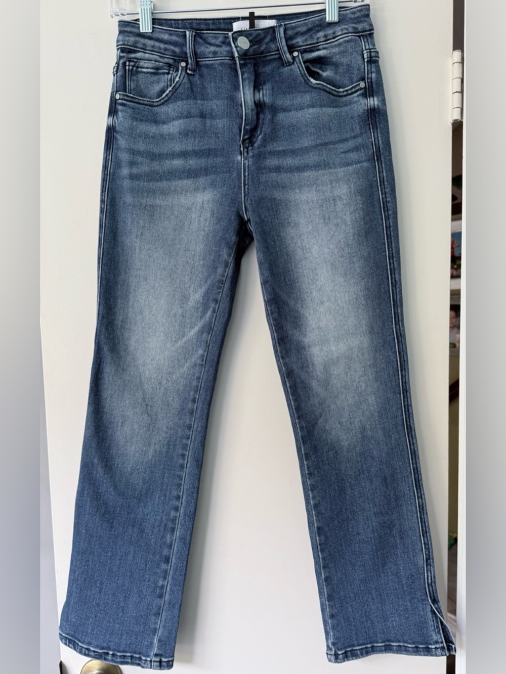 Risen straight leg jeans